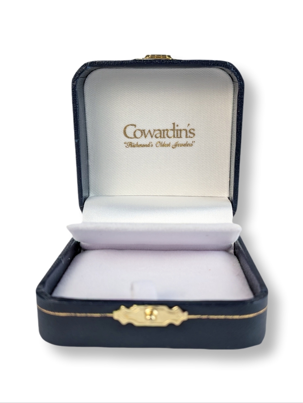 Cowardin's Jewelry Earring Box in Navy with Gold Trim - Box Only